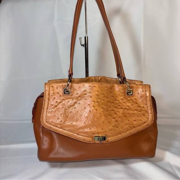 Antonio Melani Ostrich Embossed Bag Leather Handbag - Picture 1 of 10